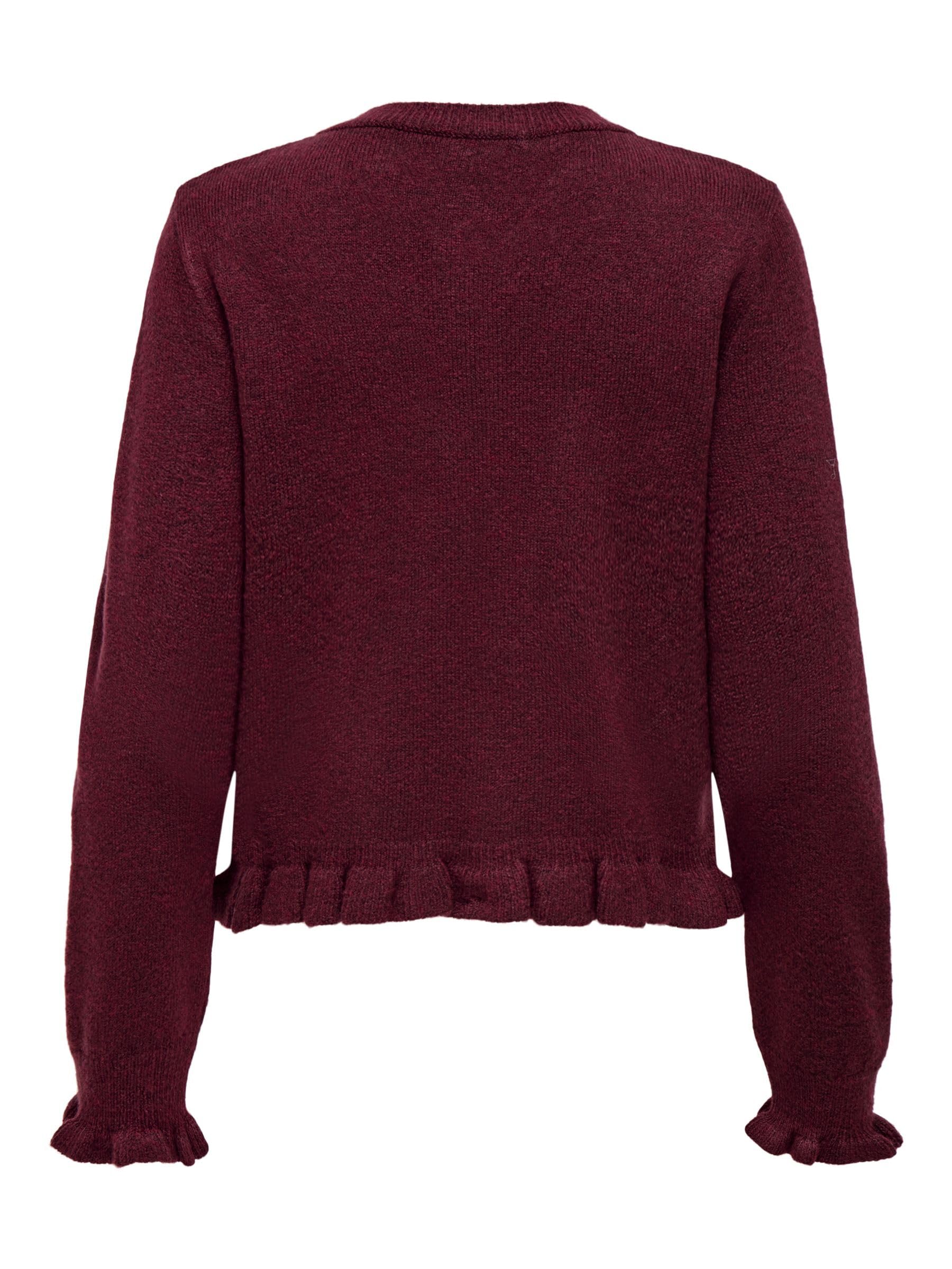 Jdy Letty L/S On Frill KNT Noos kardigan, baner maroon, L