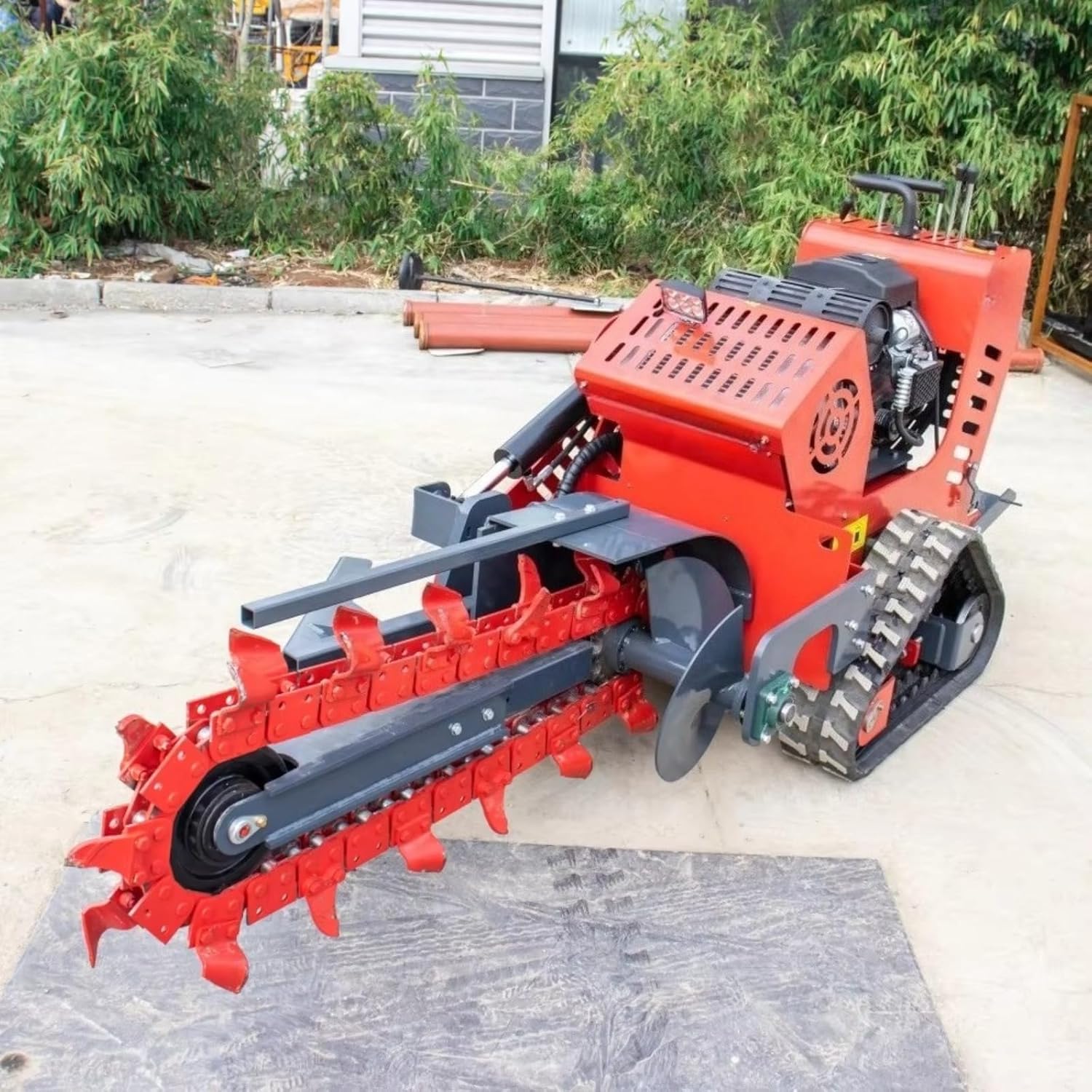 Walk-Behind Mini Trencher Crawler Skid Steer Ditching Machine for Landscaping Farm Drainage Cable Installation High Efficiency Narrow Trench Digging