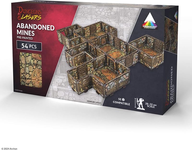 Juegos de terreno prepintados para juegos DND y RPG de mesa - 5E compatible con miniaturas de escala de 28 mm-32 mm - Diseño modular para un montaje rápido (minas abandonadas)