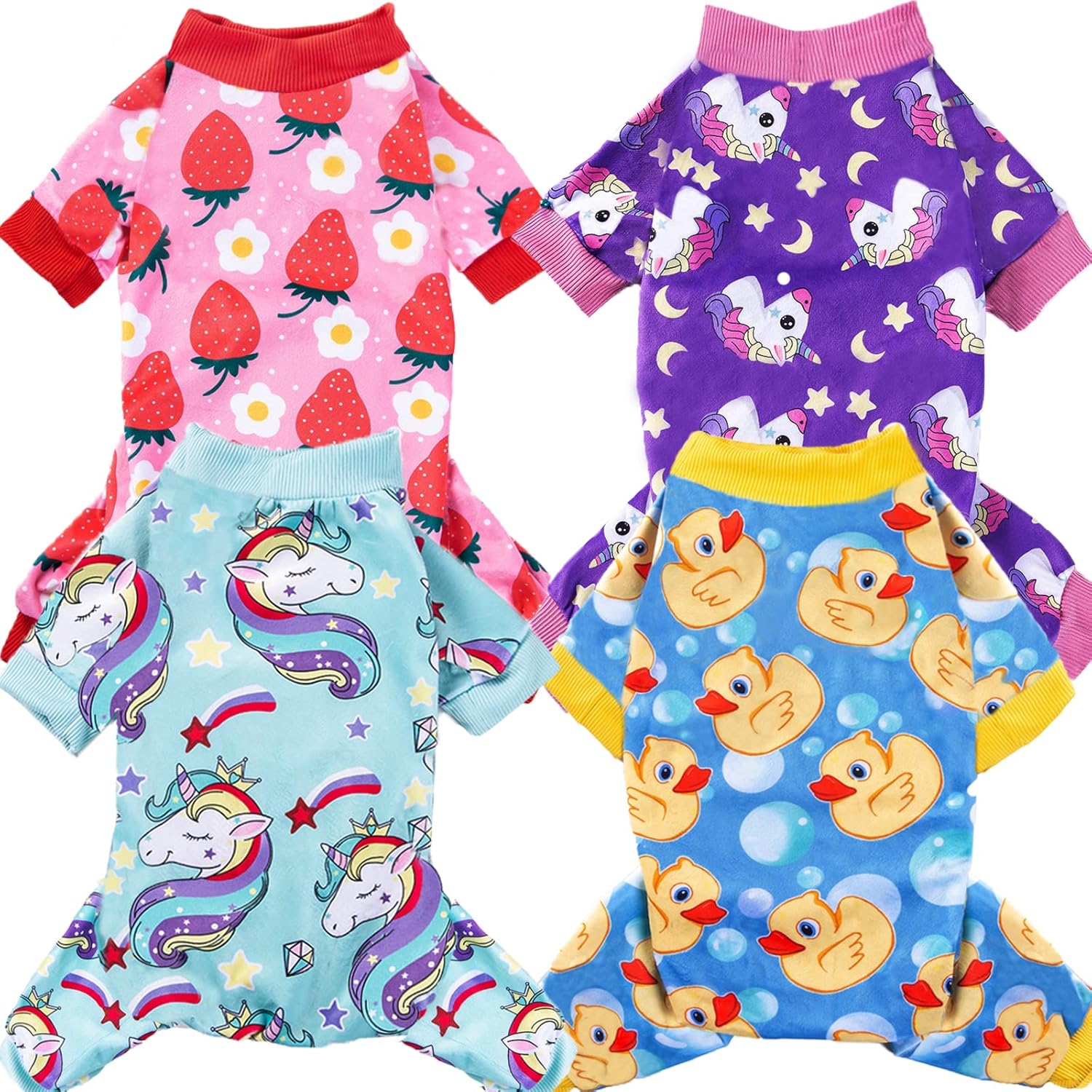 XPUDAC 4 Piece Dog Pajamas for Small Dogs Pjs Clothes Puppy Onesies