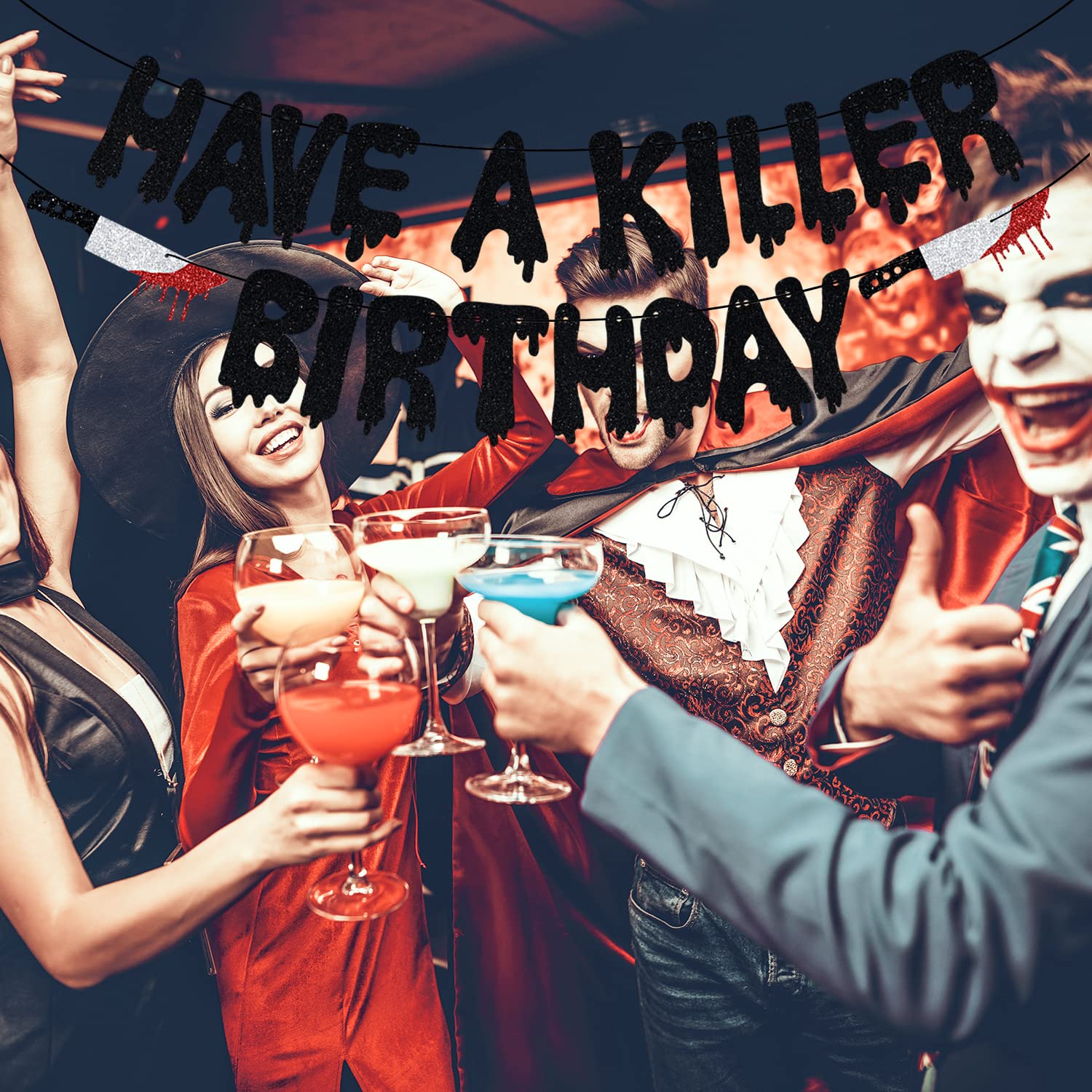 Banderole Anniversaire 'Have A Killer' - Déco Halloween, Thème Horreur - Couteaux Sanglants, 3 Mètres
