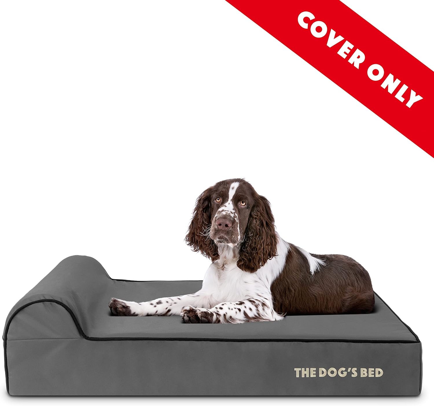 The Dog’s Bed Replacement Outer Cover, Oxford Fabric, Grey with Black Trim, Large, 6-Inch
