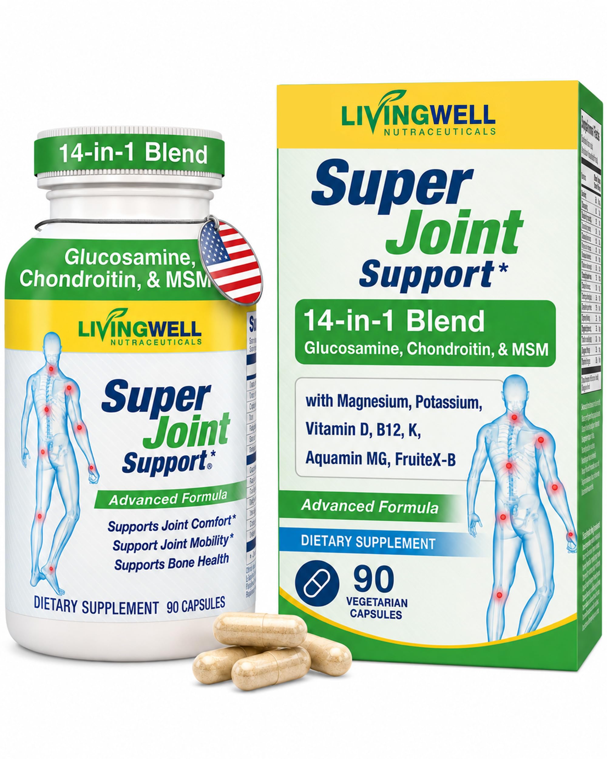 Glucosamine Chondroitin & MSM + D3 K2 for Bone & Joint Support Men & Women 1