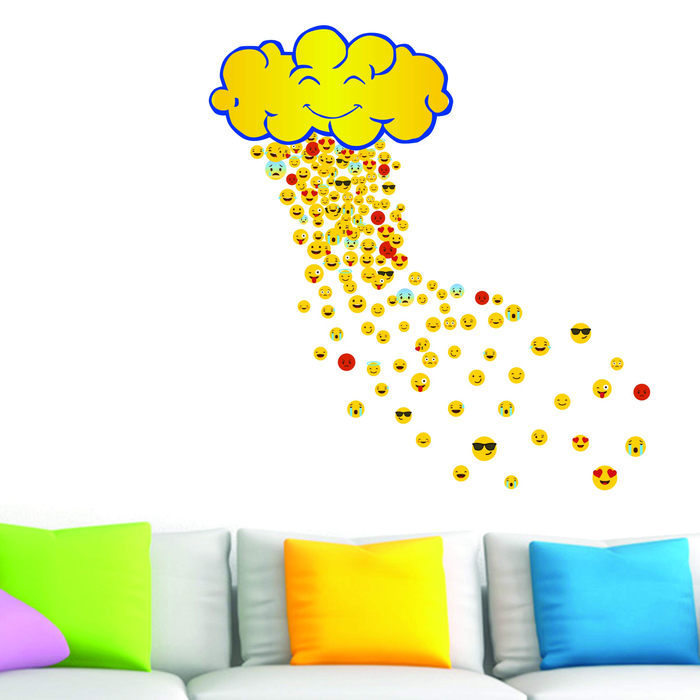 DECOR KAFE Happy Cloud Raining 200 Emojis Wall Decoration Sticker PVC Vinyl, (121Cm X 128Cm) (B07GTLML91) Amazon Price History, Amazon Price Tracker