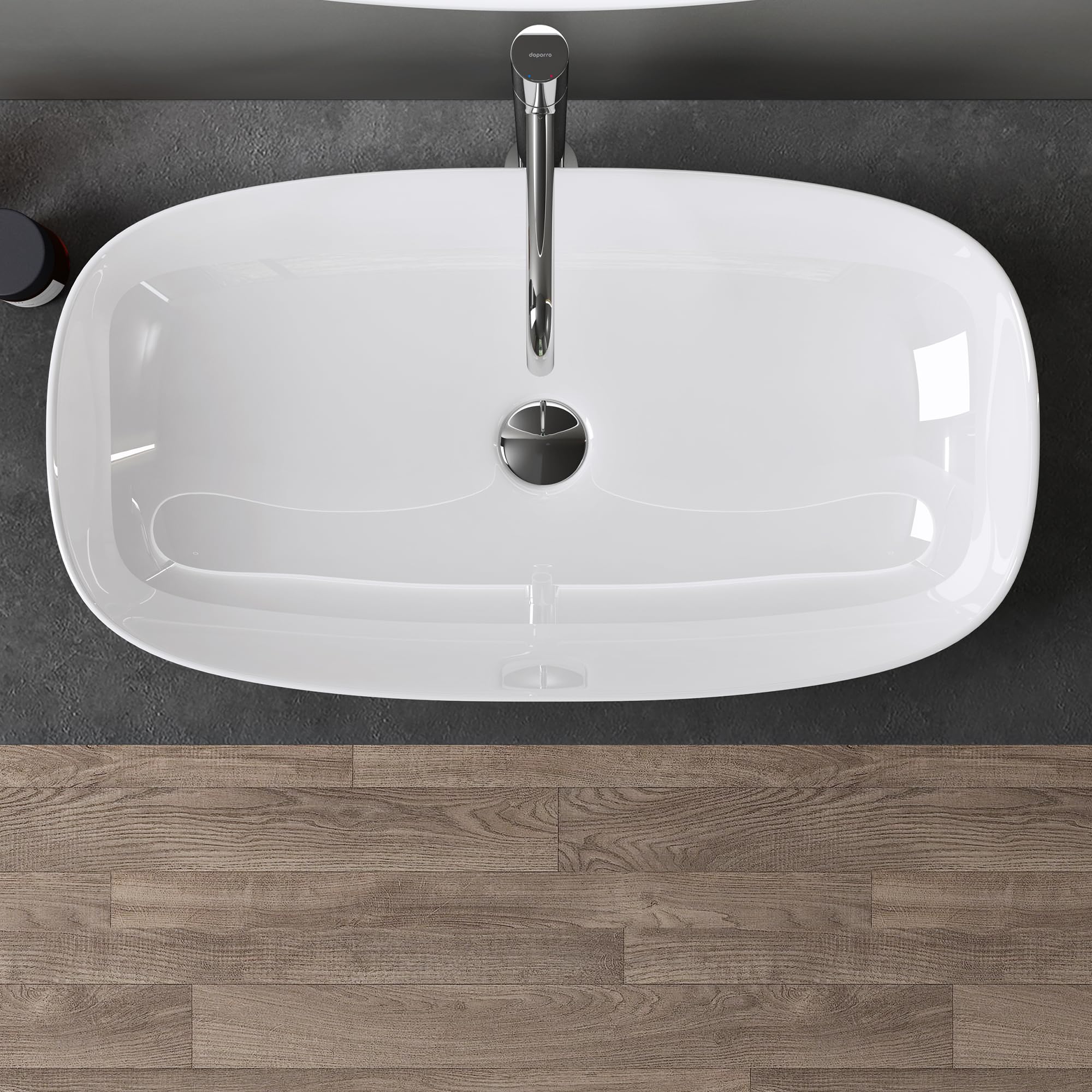doporro Aufsatzwaschbecken Keramik Gäste-WC Waschbecken Waschschlae 50cm weiß glänzend Handwaschbecken Waschplatz Brüssel104