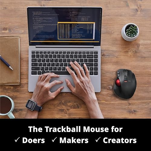 Miniatura 4 de ELECOM EX-G Ratón de Trackball, inalámbrico de 2.4 GHz, control de pulgar, función de 6 botones con seguimiento suave, diseño ergonómico, sensor