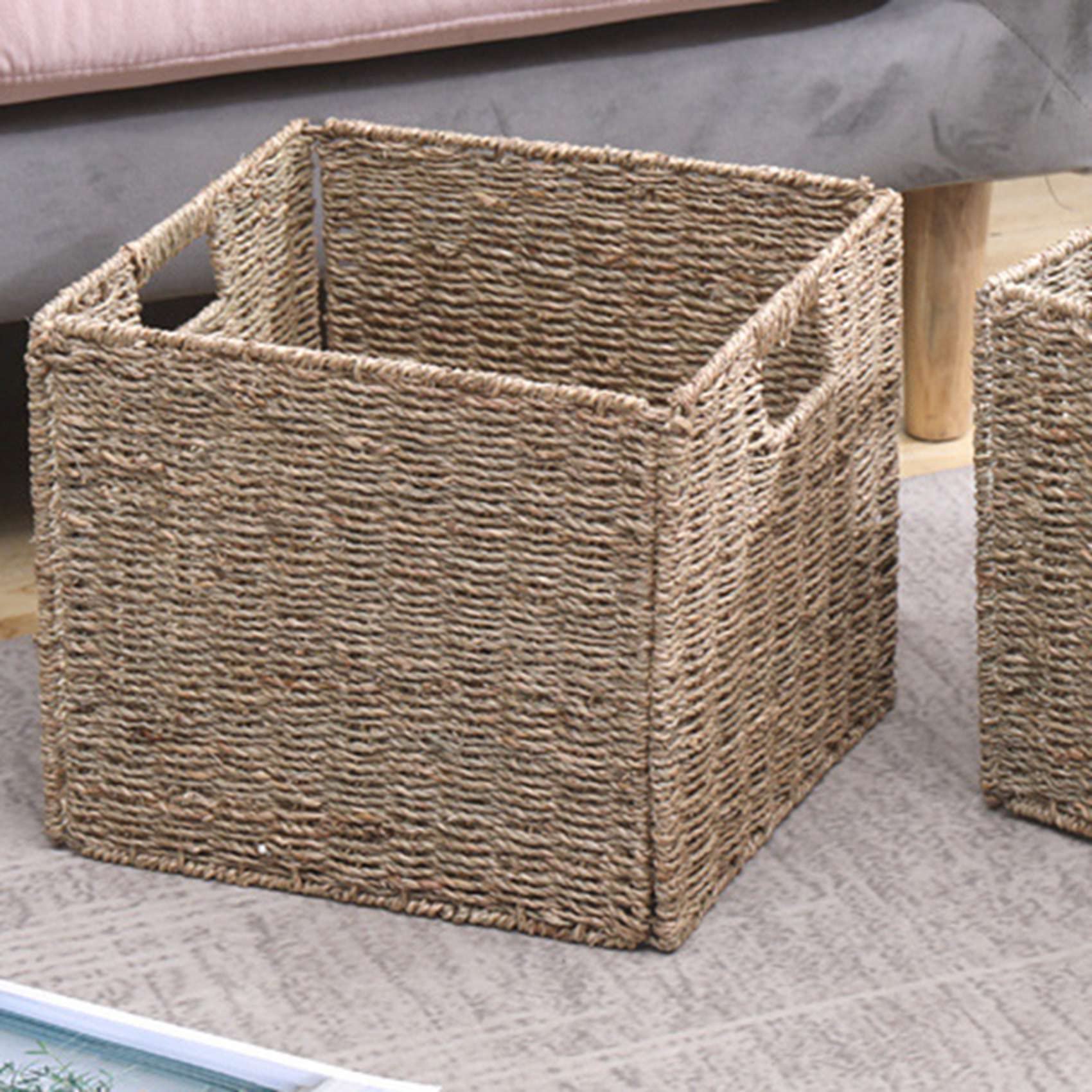 Zeegras Geweven Mand, Muur Hangende Opbergmand Bloem Planten, Wasmand Woondecoratie Hangende Plant Pot Tuin