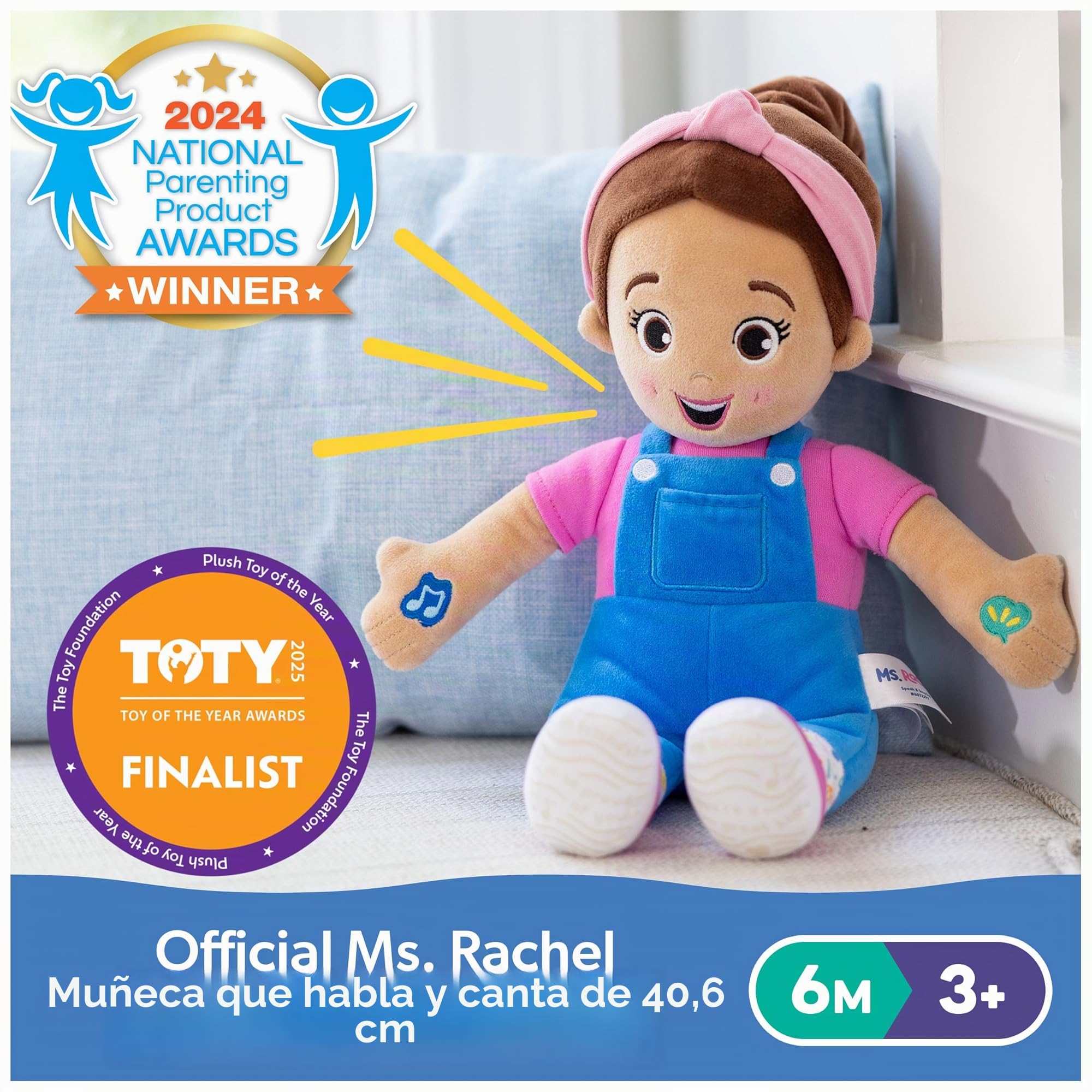 Ms. Rachel Muñeca Speak & Sing, Juguete Interactivo de 16 Pulgadas de Alto con 4 Canciones y más de 16 Frases, Juguetes para niños y niñas de 6 Meses a 3 años en adelante