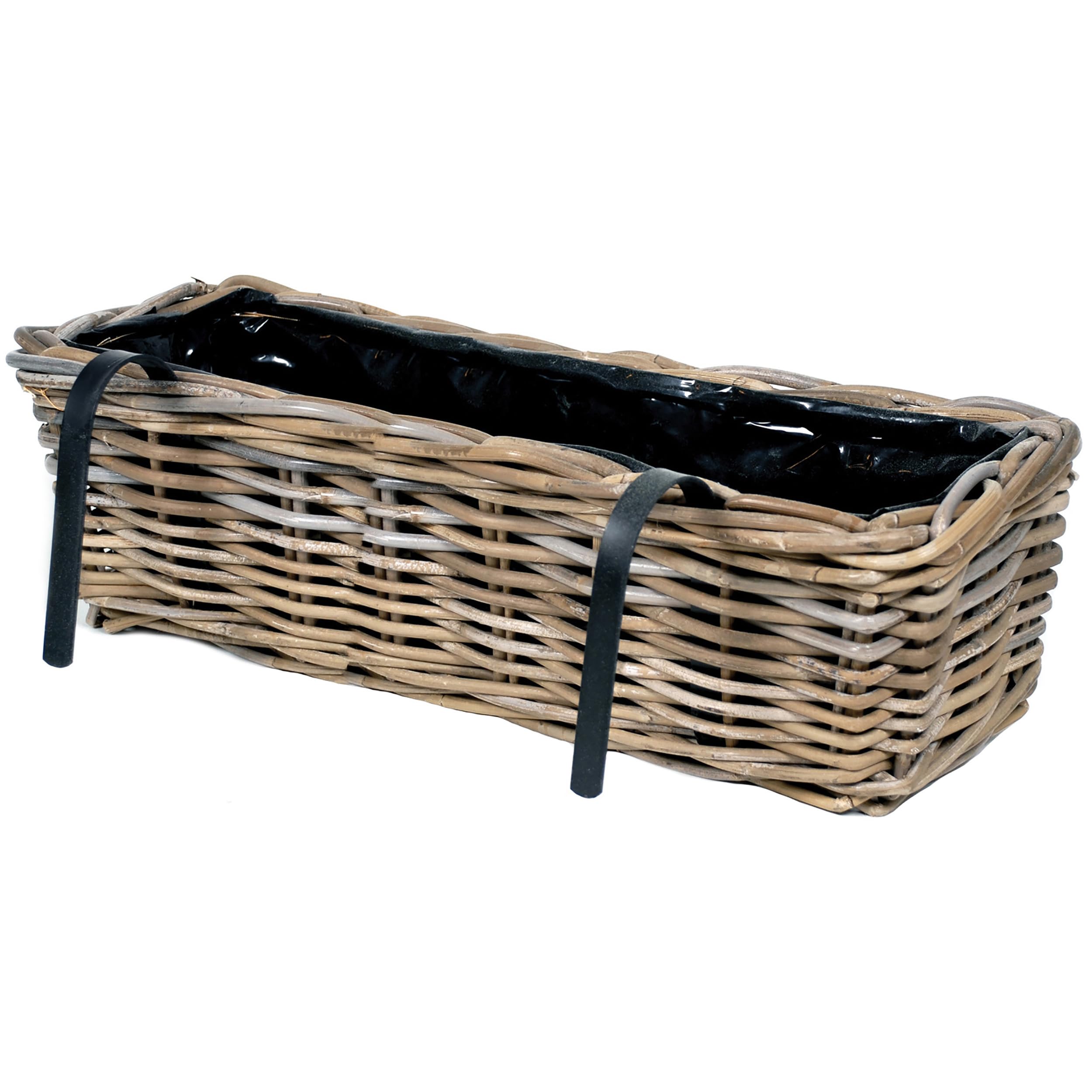 Annastore Blumenkasten 2er Set 55 cm Weide Natur zum Einhängen Balkon | Für Geländer bis 5,5 cm, mit Folie, direkt bepflanzbar, wetterfest, formstabil, Pflanzkasten für Garten & Blumen