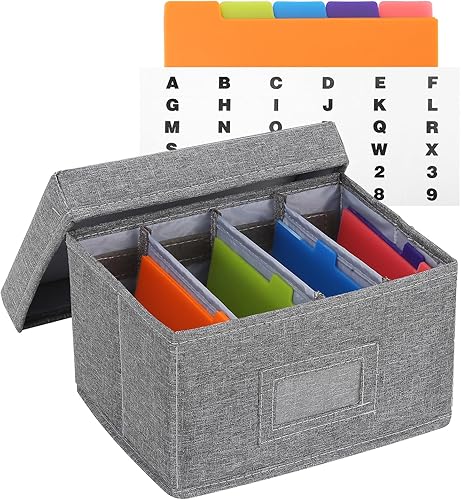 Qozary Tarjetero de índice de 3 x 5 Caja de tarjetas de índice con divisores, funda organizadora de tarjetas de índice, soporte plegable para