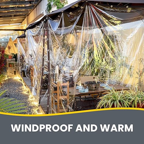 Miniatura 9 de Lona de vinilo transparente impermeable de 10 x 13 pies (ojales de aumento, resistente al agua, para exteriores, jardín, resistente a la lluvia