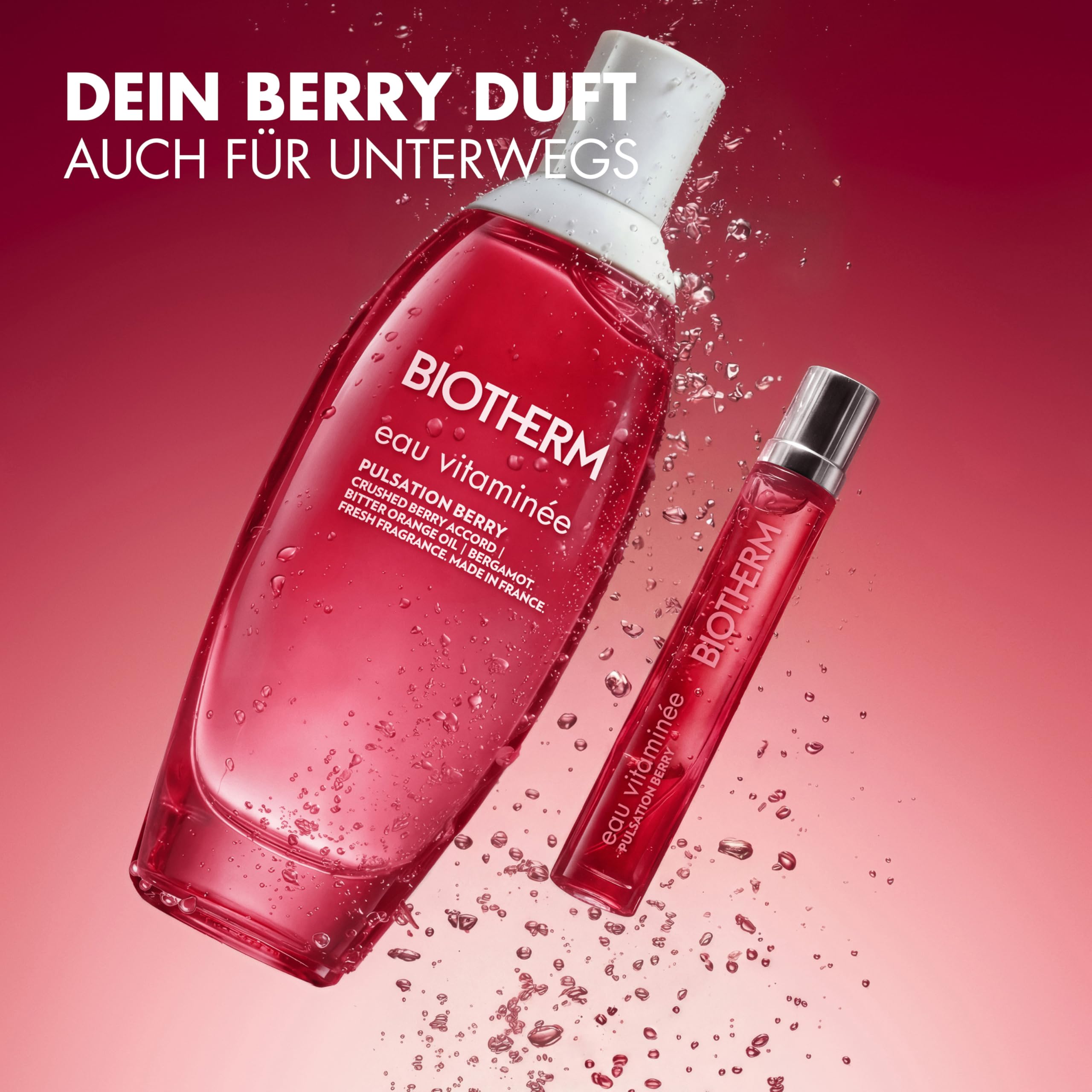 Biotherm Eau Vitaminée Pulsation Berry Eau de Toilette, fruchtig-frischer Körperduft mit Himbeere, Bergamotte und Bitterorangenöl, revitalisierender Body Mist für Damen