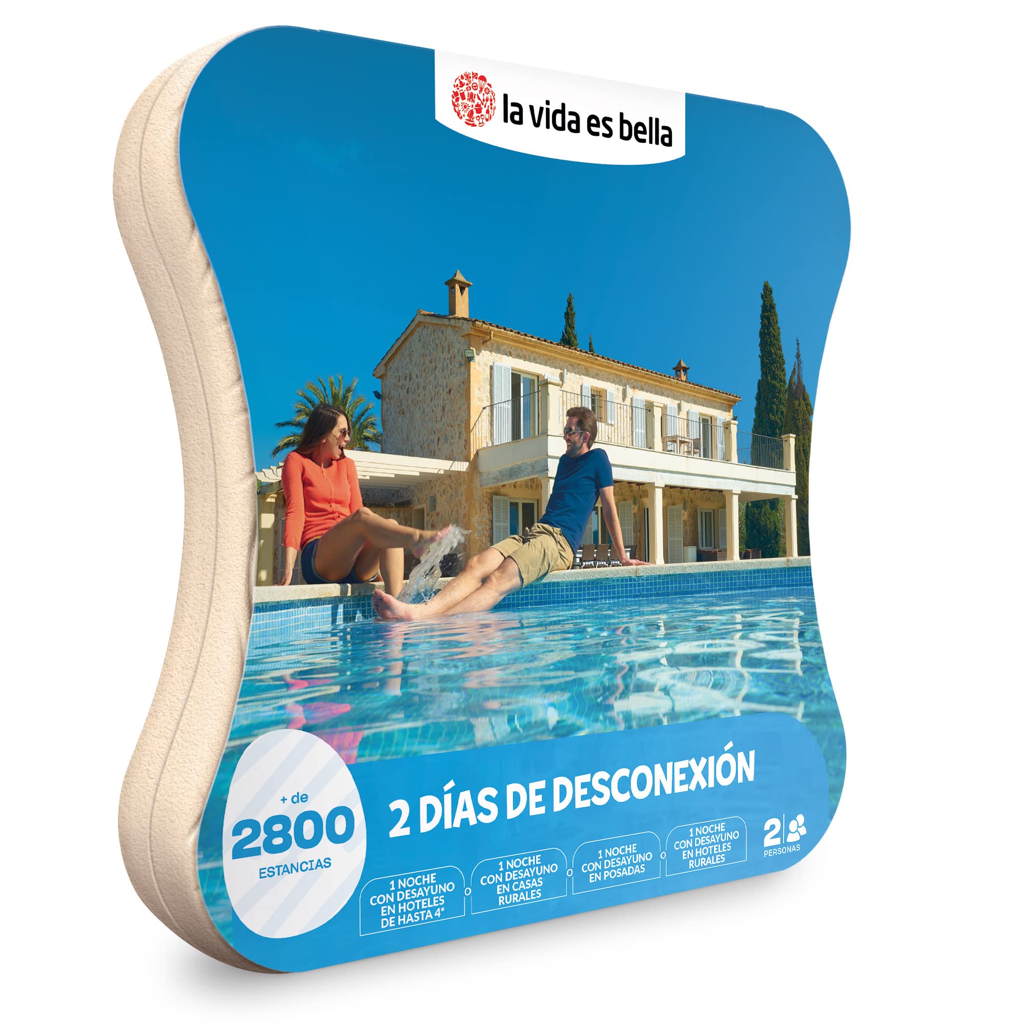 LA Vida ES Bella - Caja Regalo para Hombre o Mujer - 2 días de desconexión - Ideas Regalos Originales - 1 Noche con Desayuno para 2 Personas