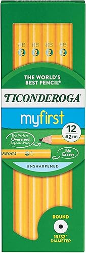 Ticonderoga Lápices de madera para principiantes, 2 HB suaves, amarillo, 12 unidades (X13080)