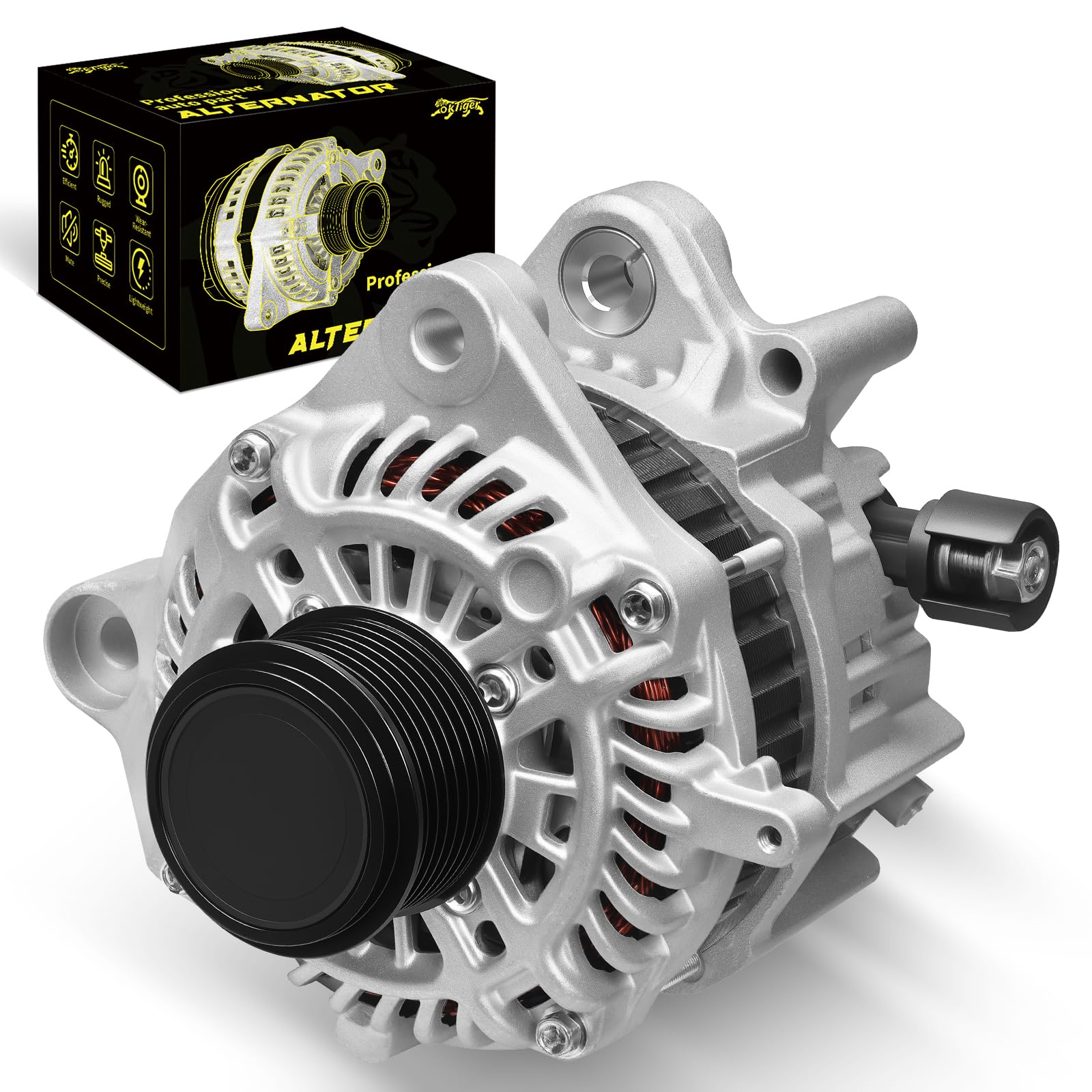 Photo 1 of Oktiger Upgraded Alternator for Honda Accord 2014 2015 2016 2017 Ex Lx Ex-l Lx-s Sport 2.4L Automatic CVT Transmission 2.4L L4 12V 110A Clockwise 7-Groove Clutch Pulley, OE 31100-5A2-A02