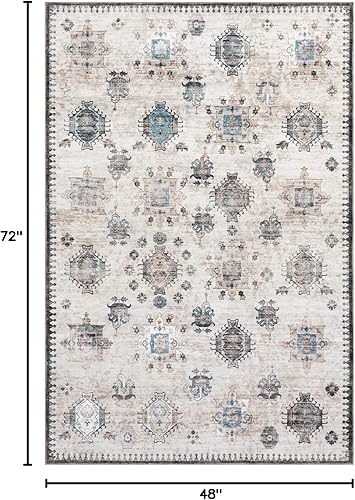 Miniatura 2 de nuLOOM Krystin - Alfombra envejecida lavable a máquina, 4 x 6 pies, color marfil