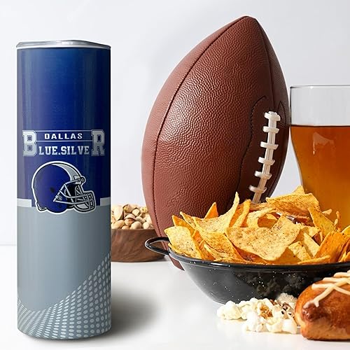 Miniatura 2 de Dallas Football City - Vaso de acero inoxidable de 20 onzas con tapa y pajilla, para los fanáticos del fútbol, para hombres y mujeres, regalo, vaso