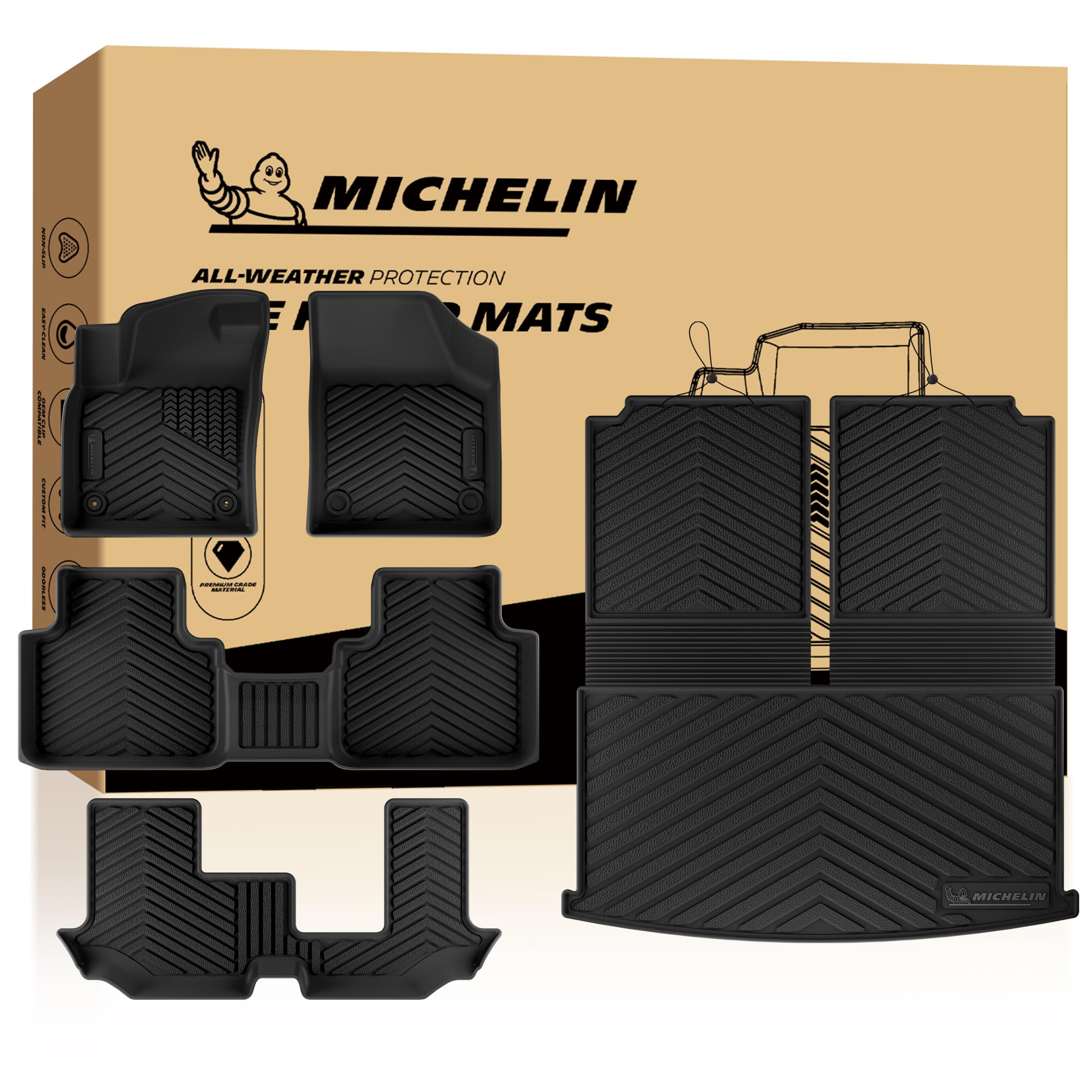 Michelin Vehicle Mats for 2018-2026 Volkswagen VW Atlas 7 Seats Bench Seat