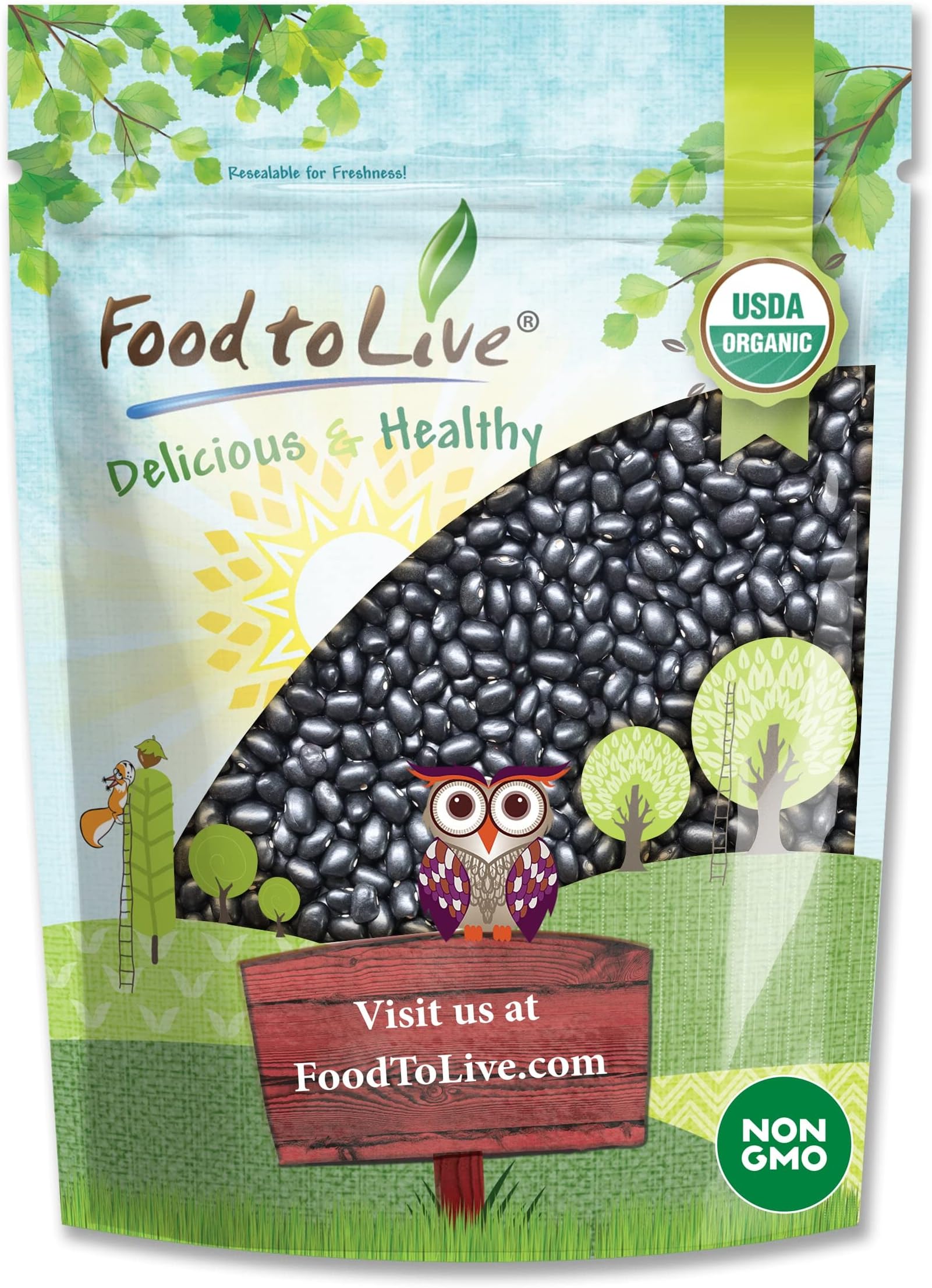 Food to Live - Organic Black Beans, 1 Pound Non-GMO, Whole Dried Beans, Sproutable, Vegan, Kosher, Bulk. Great Source of Plant Based Protein, Fiber. Great for Bean Soup, Salads, Chili.