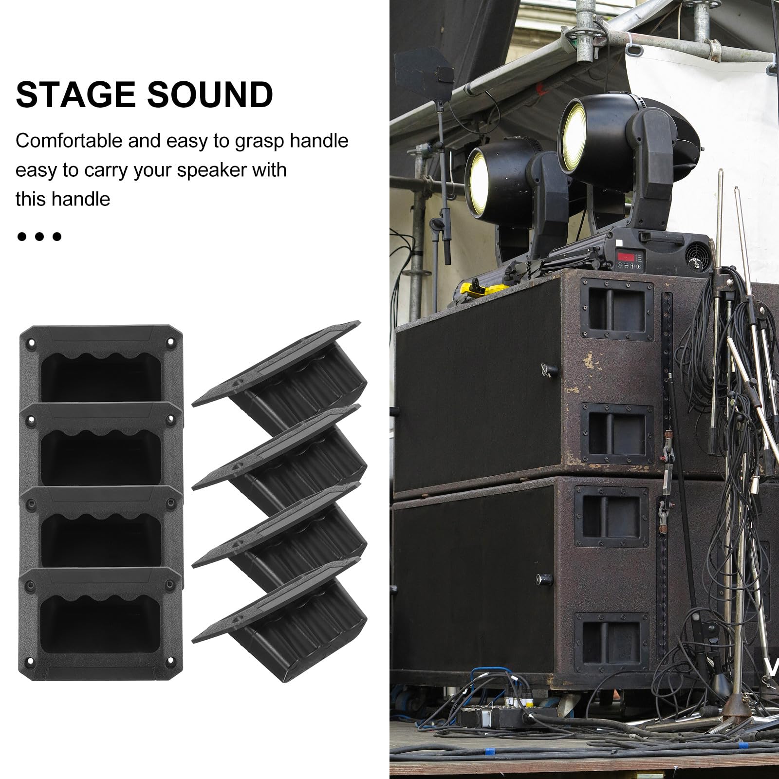Lot de 8 Poignées Latérales en Plastique Noir pour Haut-Parleur 128X89 MM Poignées de Transport Robustes et Faciles à Saisir Remplacement pour Boîtier D’Enceinte Professionnel