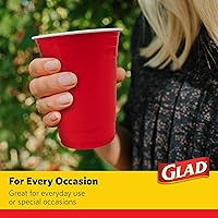 Vista 3 de Glad Everyday Disposable Plastic Cups, Red - Heavy Duty Drinking Party Cups - Strong & Sturdy for All Occasions - 16 Ounce, 100 Count - 6 Pack Rojo