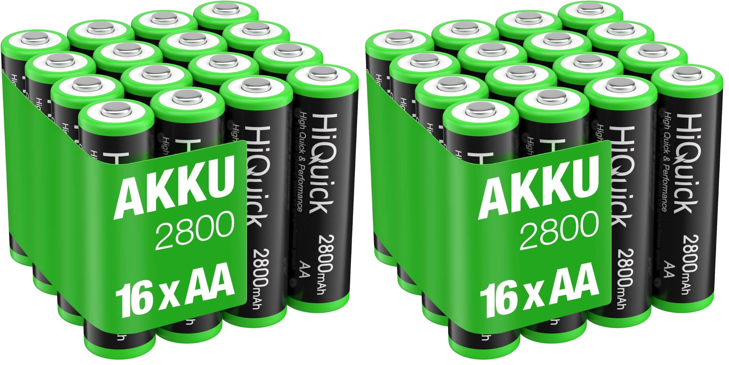 HiQuick AA Wiederaufladbare Batterien 2800mAh Hohe Kapazität 32er Pack