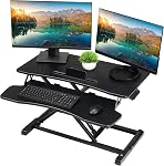 TechOrbits Standing Desk Converter – Rise-X Light, 32 Inch Wide Sit/Stand Tabletop Riser – 2 Tiered Adjustable Workstation