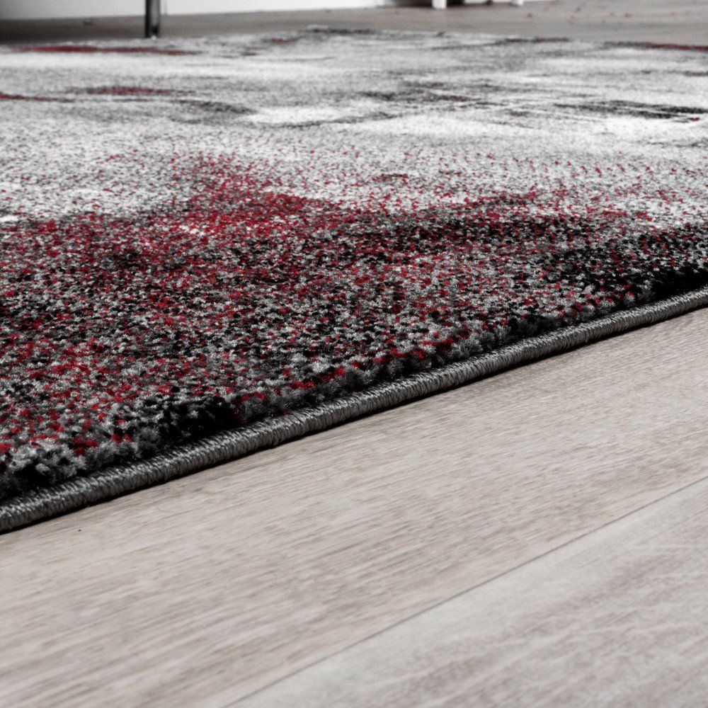TT Home Wohnzimmer Teppich Kurzflor Soft Modern Abstrakte Designs, Farbe: grau-rot, Größe:160x230 cm
