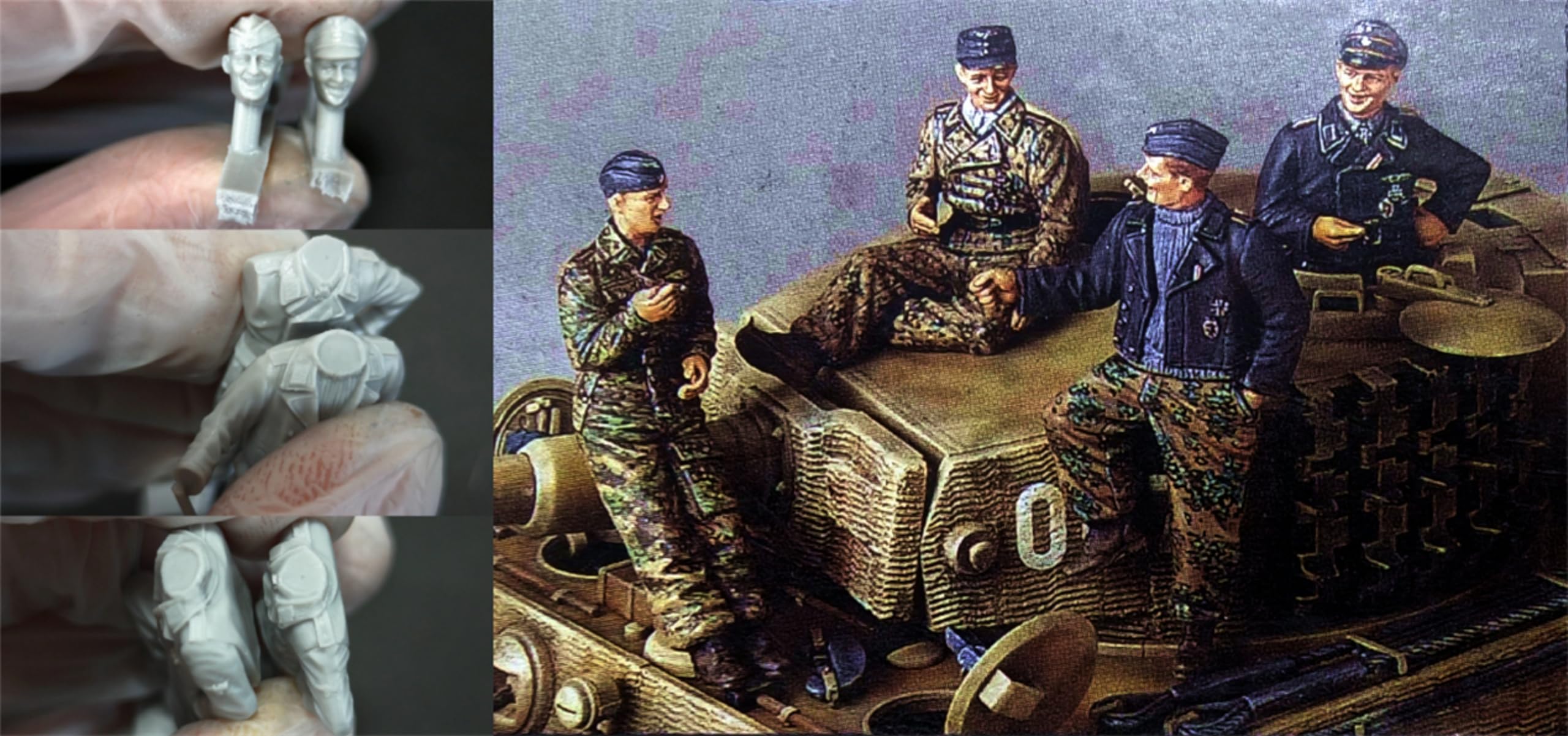 TRUEGRIS 1/35 WWII German Tank Soldier Resin Model Kit Unpainted and Unassembled (4 people, no tank) //k5w3J16