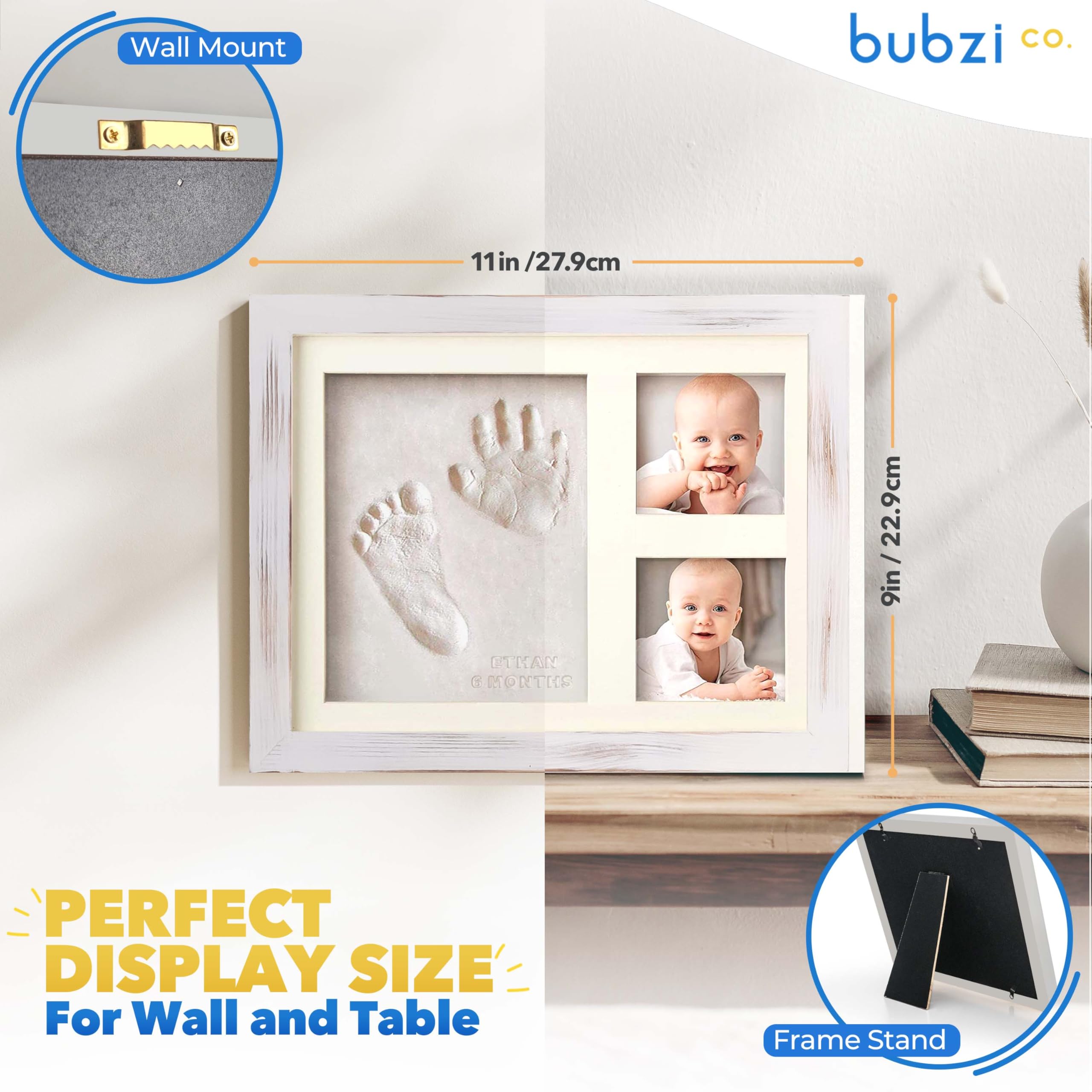 Bubzi Co Kit di creazione di impronte e impronte per neonati e ragazze, regali per neonati (Cool Gray)