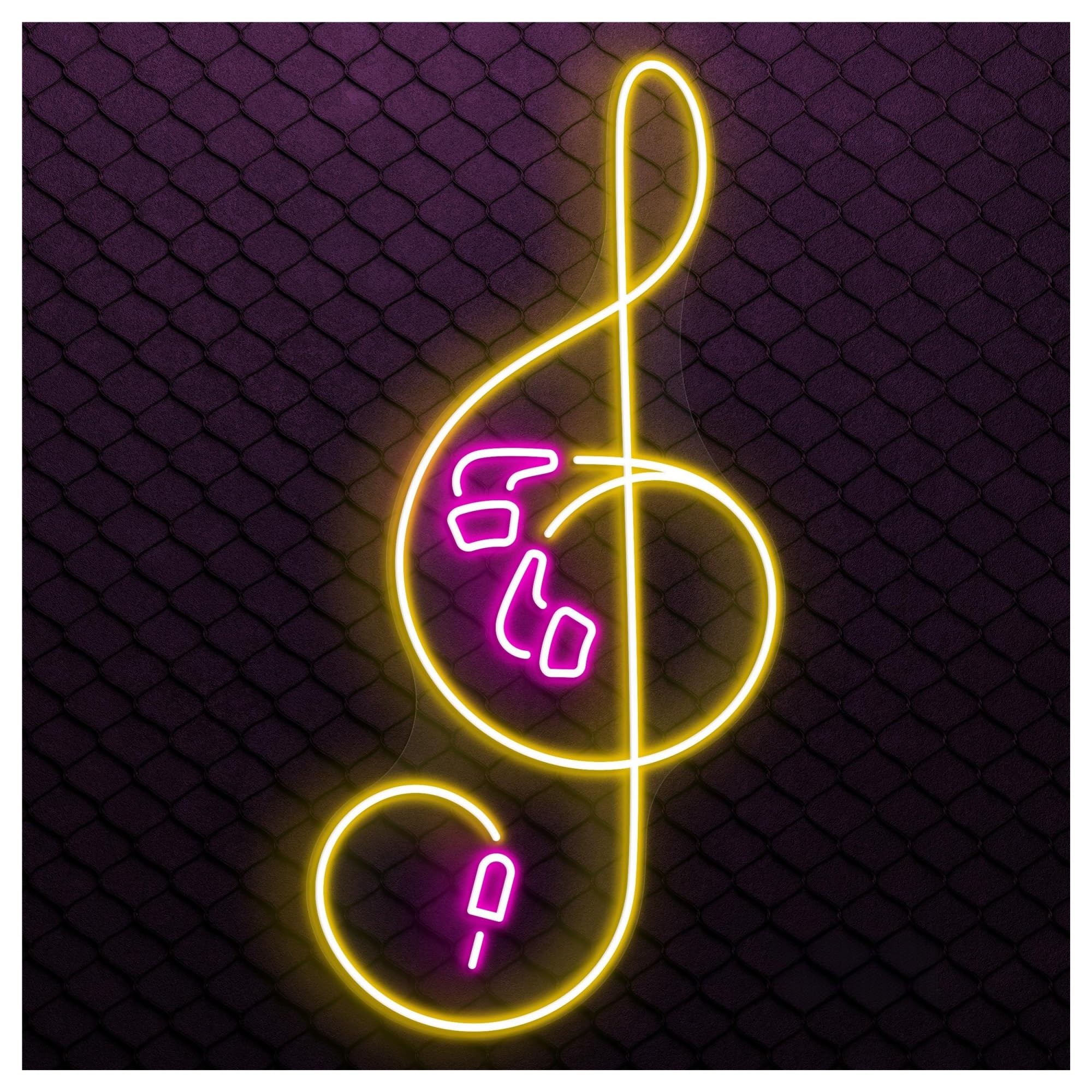 Hanging Art Neon Signs Music Note Headphone Neon Sign, Suitable For Club Studio Decor With Brightness Adjustable 50cm(Lemon yellow)