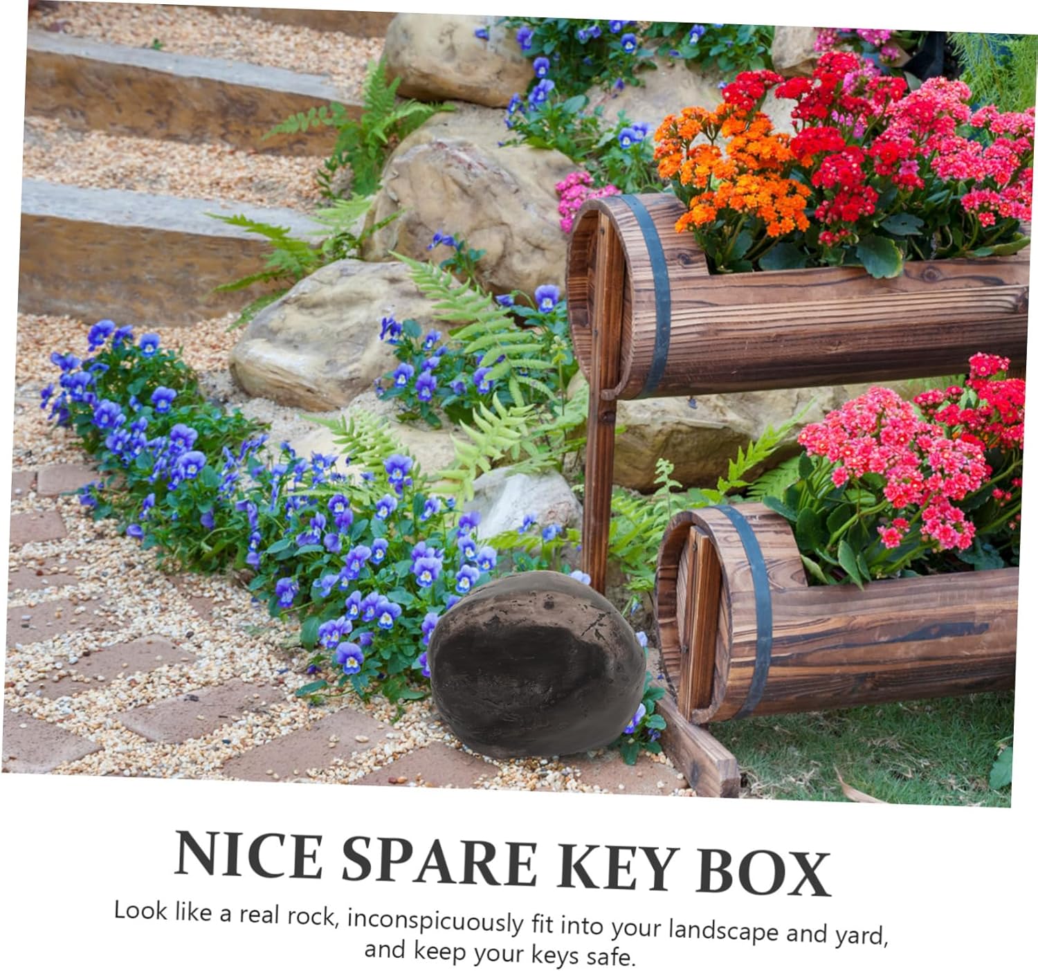 Sosoport Key Hider Box for Outdoor Use Decorative Key Storage Holder with Realistic for Garden and Home Security Durable and Portable