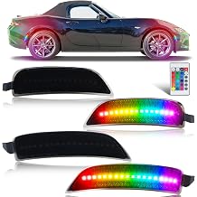 Full LED RGB Side Marker Lights for 2016-up MX-5 Miata, [4 Modes 16 Colors] Multicolored RGB Marker Lamps, Front & Rear Smoked Lens Bumper Assembly with 24-Key Remote, 4PCS