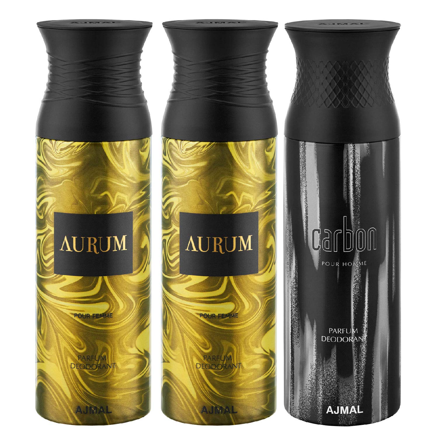 Ajmal Aurum & Aurum & Carbon Deodorant Spray - For Men & Women (200 ml, Pack of 3)
