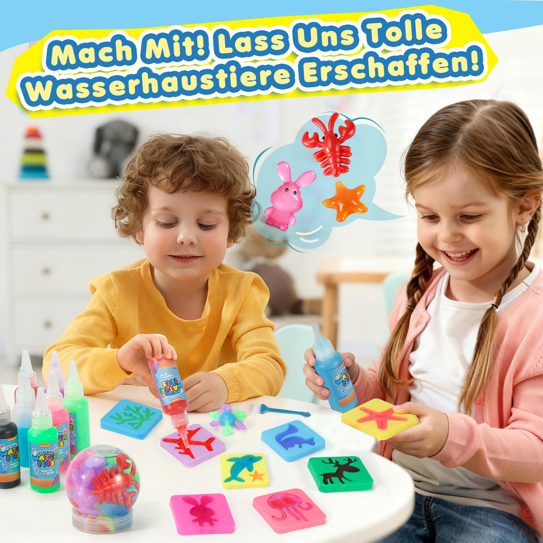 URMYWO Magic Water Gel Toy Kit, DIY 3D Magisches Wassergel-Spielzeug, Aqua Gelz Set mit 20 Farben & 24 Formen, Kreatives Spielzeug Geschenk für Kinder ab 3+, Jungen und Mädchen