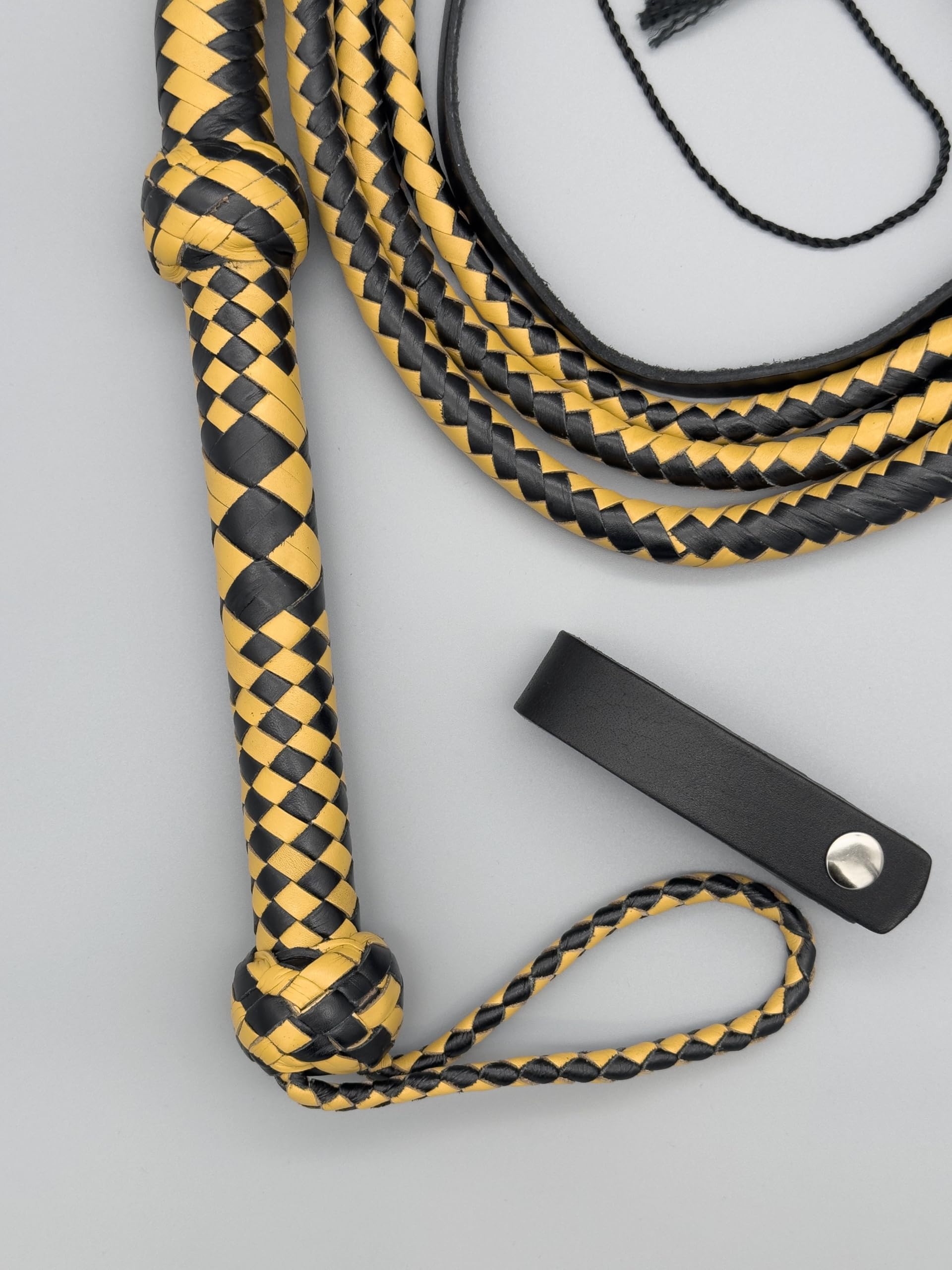 Generisch Bullwhip Fouet en cuir Beige/noir 8FT