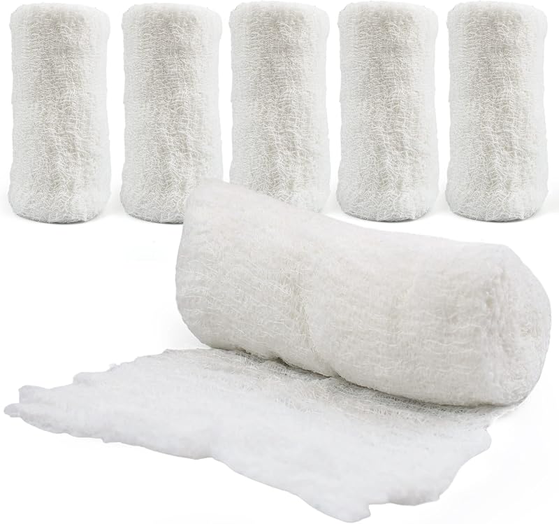 Rollos de gasa-rollos de vendaje de gasa de algodón Kerlix -6 capas-ESTÉRILES - 4 pulgadas x 12 pies -Absorbencia extra - Vendaje de gasa médica -6 rollos - Sin látex -Cada rollo envuelto individualmente-Calidad de grado hospitalario