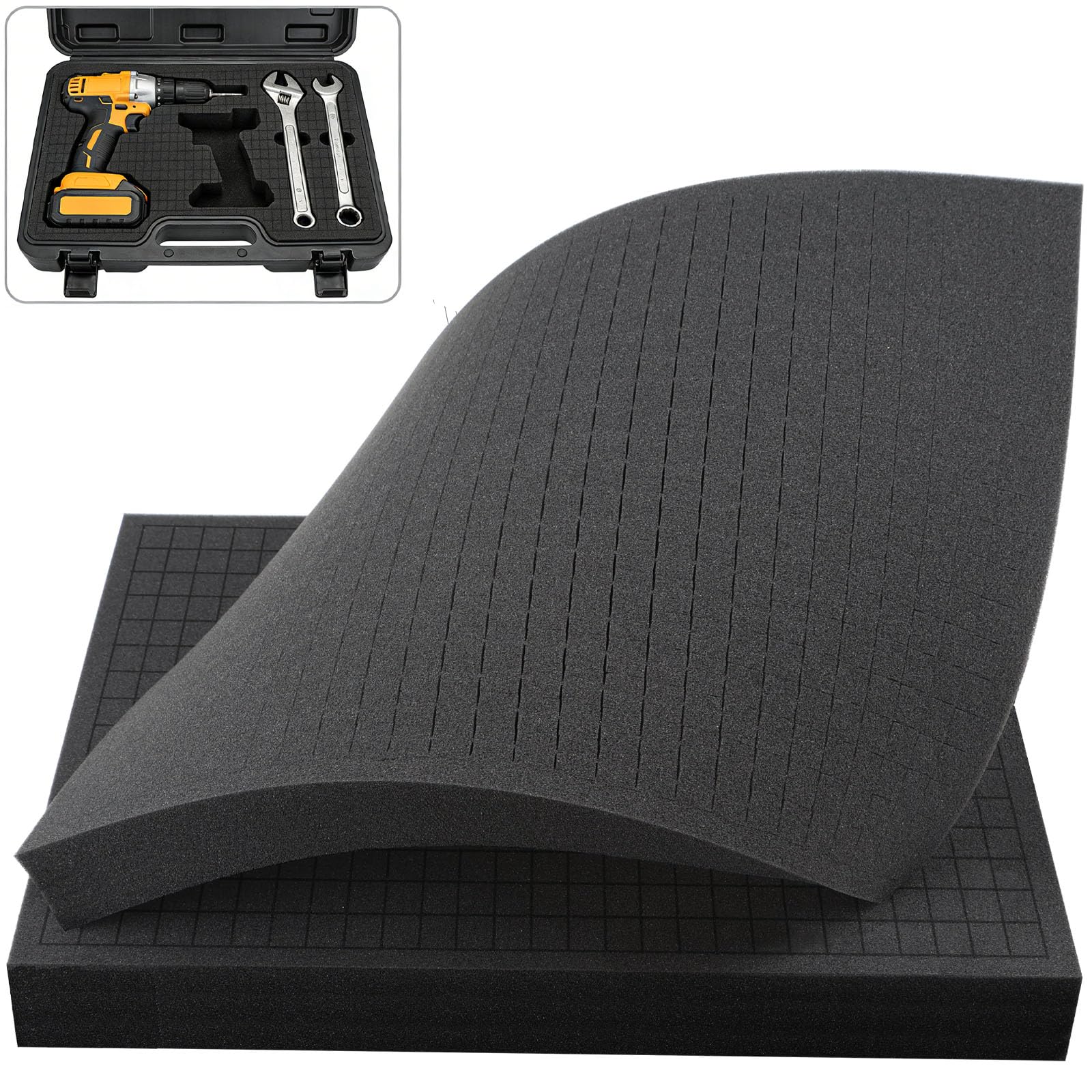 Rasterschaumstoff 2 Stück 405 x 305 x 50 mm Netzschwapp Schaumstoffeinlage Werkzeugkoffer Kamerakoffer Hochwertiger Schaumstoff Zuschnitt für Verpackung Lagerung DIY