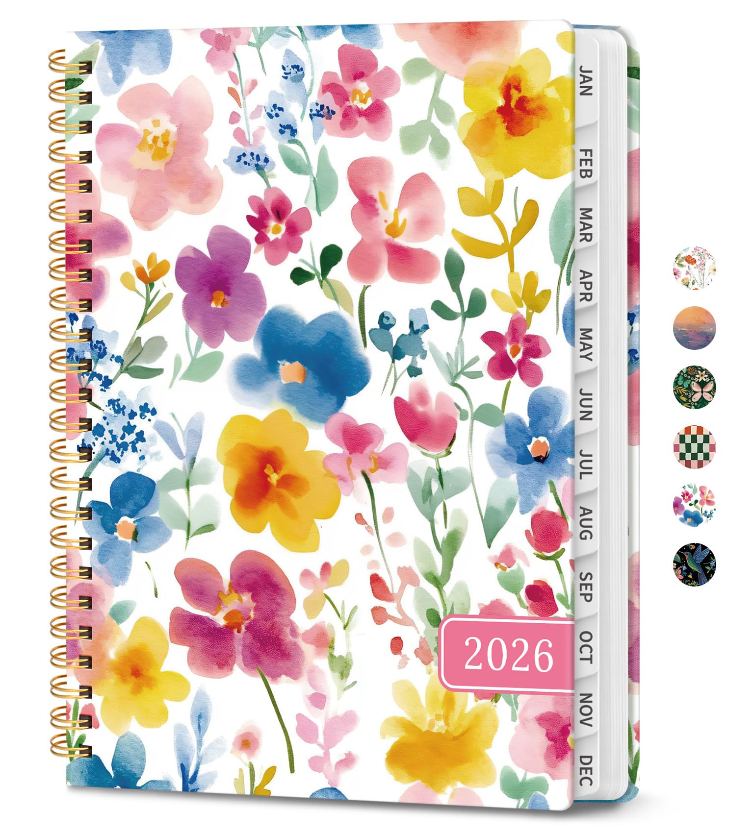 2026 Planner, Weekly and Monthly Calendar Planner for Women, Jan 2026 - Dec 2026, Hardcover Planning Agenda book with Tabs, Spiral Bound, Inner Pocket