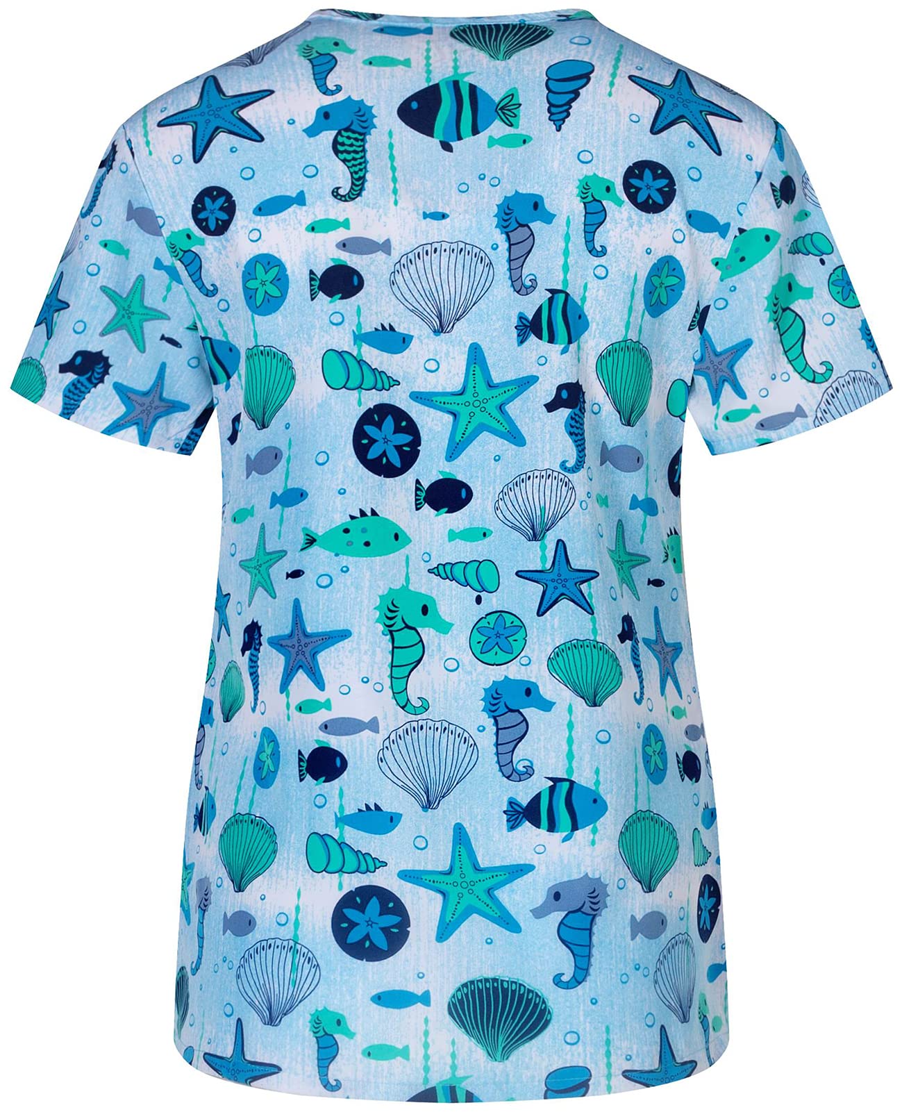 Minty Mint Women's Comfortable Easy Fit Lightweight Durable Stretch Printed V-Neck Medical Scrub Top Light fd03fc Light Green L