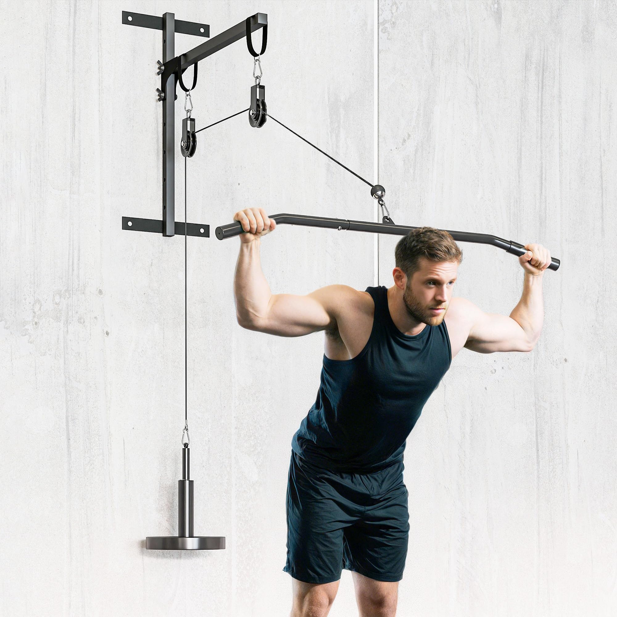 SPORTNOW Sistema di Puleggia per Palestra, Carrucola Palestra per Home Gym, Pulley LAT Machine per Allenamento Bicipiti e Tricipiti, Attacco per Dischi Pesi Universali e Accessori