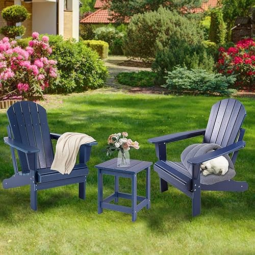 Miniatura 260 de LZRS Mesa auxiliar para exteriores, mesa auxiliar ovalada Adirondack doble con almacenamiento de 2 niveles, mesas auxiliares de HDPE para patio