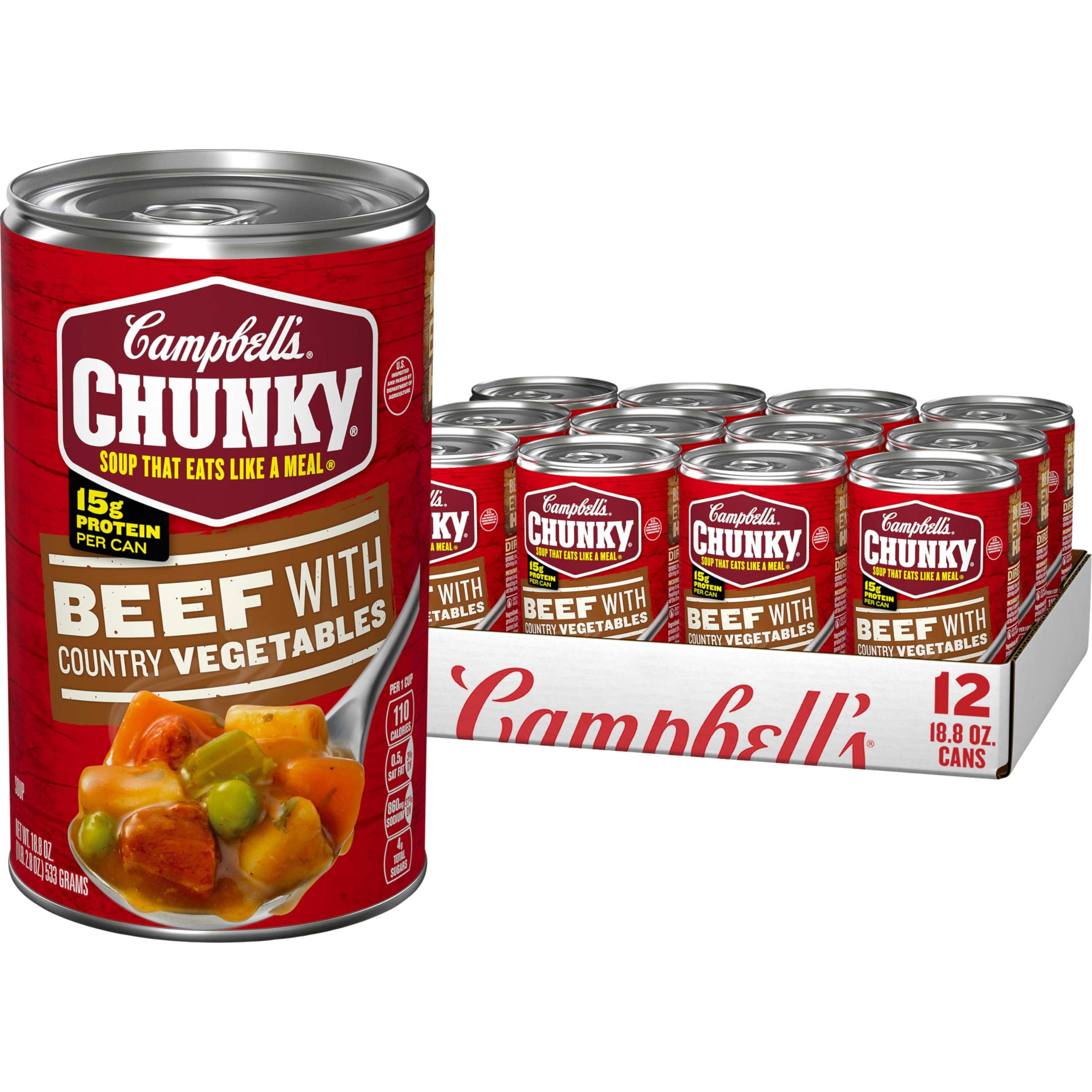 Soup, Beef Soup with Country Vegetables, 18.8 Oz Can (12 Count )