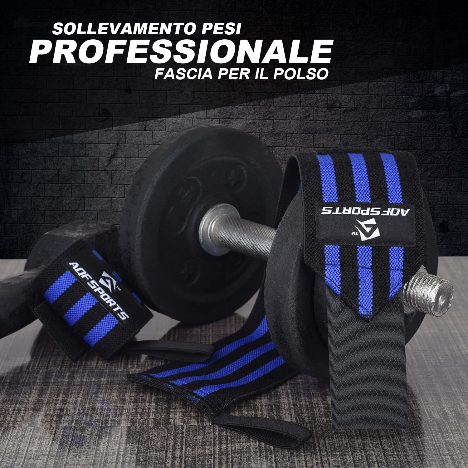 AQF Polsiere Palestra (Set) - IPL USPA Approvato 45cm Polsini Palestra, Gym e Fasce Sollevamento Pesi - Accessori Fitness Tutore Polso con Pollice Loop per Bodybuilding
