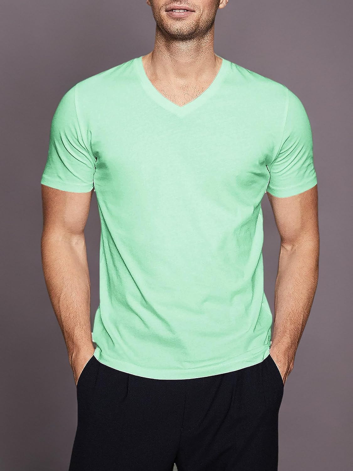 Hat and Beyond Mens Active V Neck T-Shirts Gym Workout Dance Slim Fit Shirts