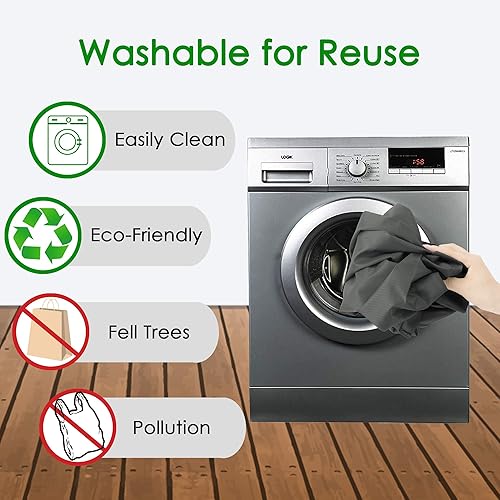 Vista 70 de BeeGreen Bolsas para comestibles, lavables a máquina, paquete de 12 bolsas extragrandes reutilizables, resistentes, plegables con banda Moss Marrs