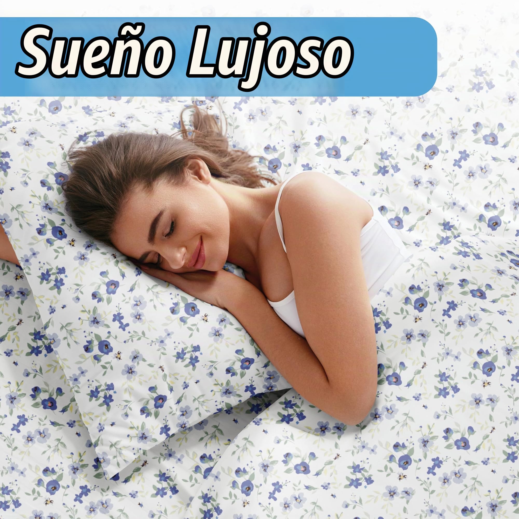 Linen Market Juego de sábanas tamaño Queen de 4 Piezas (Floral Azul Claro), Duerme Mejor Que Nunca con Estas sábanas ultrasuaves y refrescantes para tu Cama de tamaño Queen, Duerme Profundo para