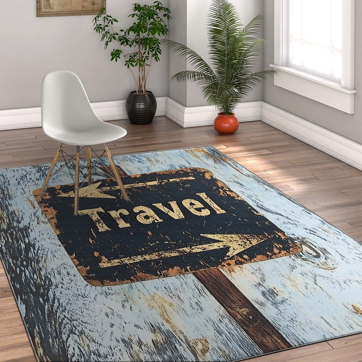 Dywaniki Shabby Chic 120 x 180 cm retro znak podróżny design dywan do salonu biura dekoracja zmywalne cienkie maty podłogowe przenośne składane