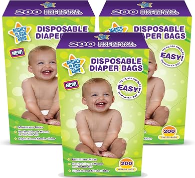 Mighty Clean Baby Disposable Diaper Bags with Light Powder Scent, 600 count