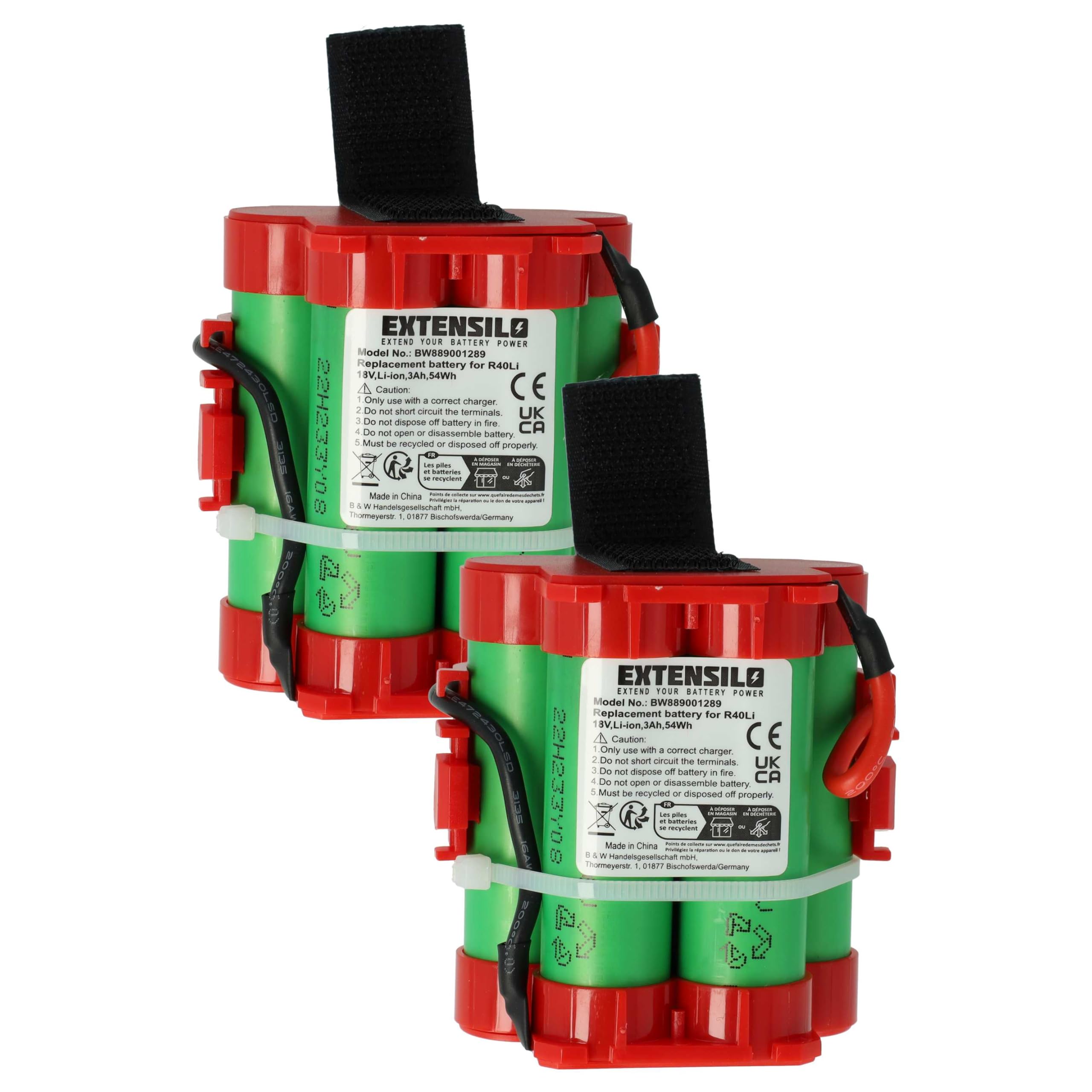 2 x bateria kompatybilna z kosiarką McCulloch R1000 2018, R1000 2017, R800 2017, R1000 2019 (3000 mAh, 18 V, Li-Ion)